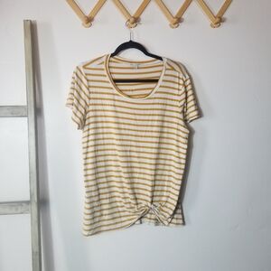 GREEN ENELOPE WOMENS STRIPED BLOUSE GOLDEN YELLOW AND WHITE SIZE LARGE